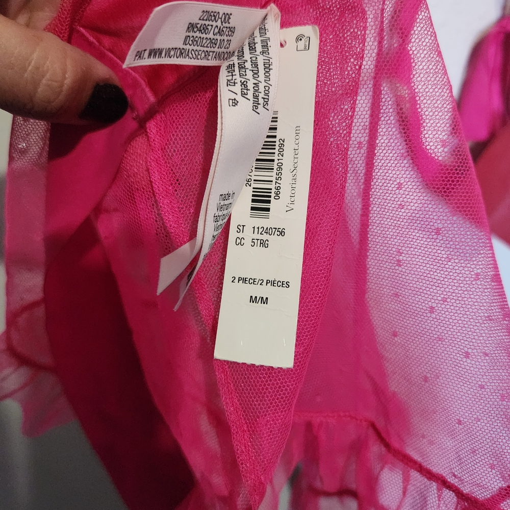 Victoria's Secret Hot Pink Sheer Babydoll Apron with Ruffle Trim - Picture 3 of 3